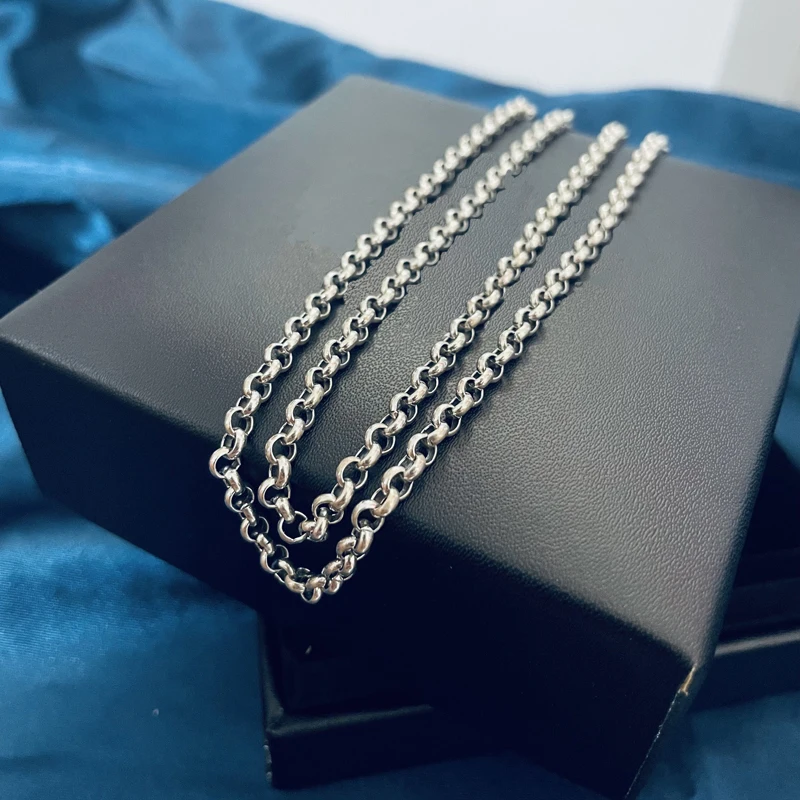 قلادة من الفضة الإسترليني S925 للرجال سلسلة متطابقة على شكل دائرة فاسق سترة سلسلة نسائية عصرية متقاطعة