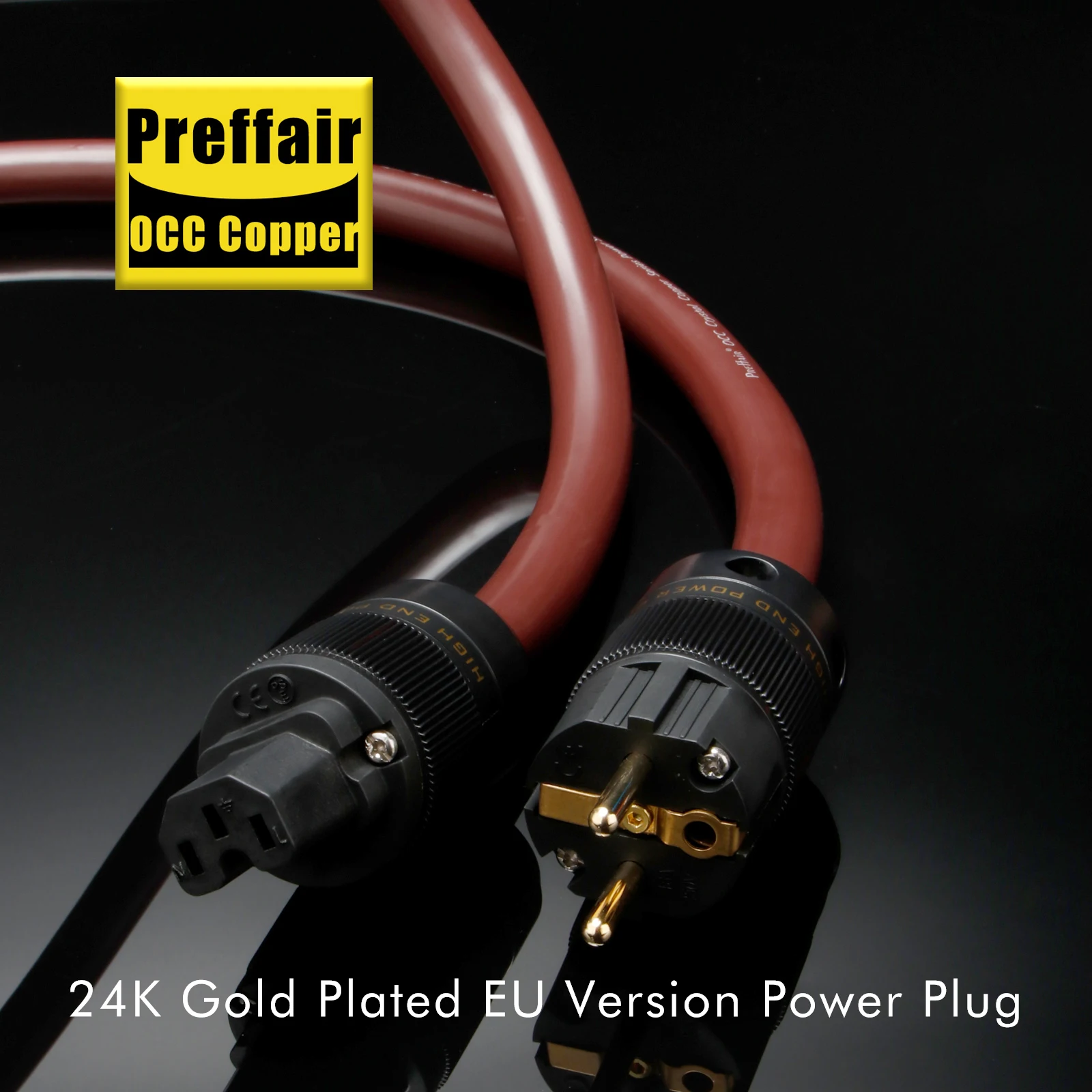 

Preffair 12AWG High Purity OCC Copper AU/EU/US/UK Version AC Power Cables with 24K Gold Plated Power Plug