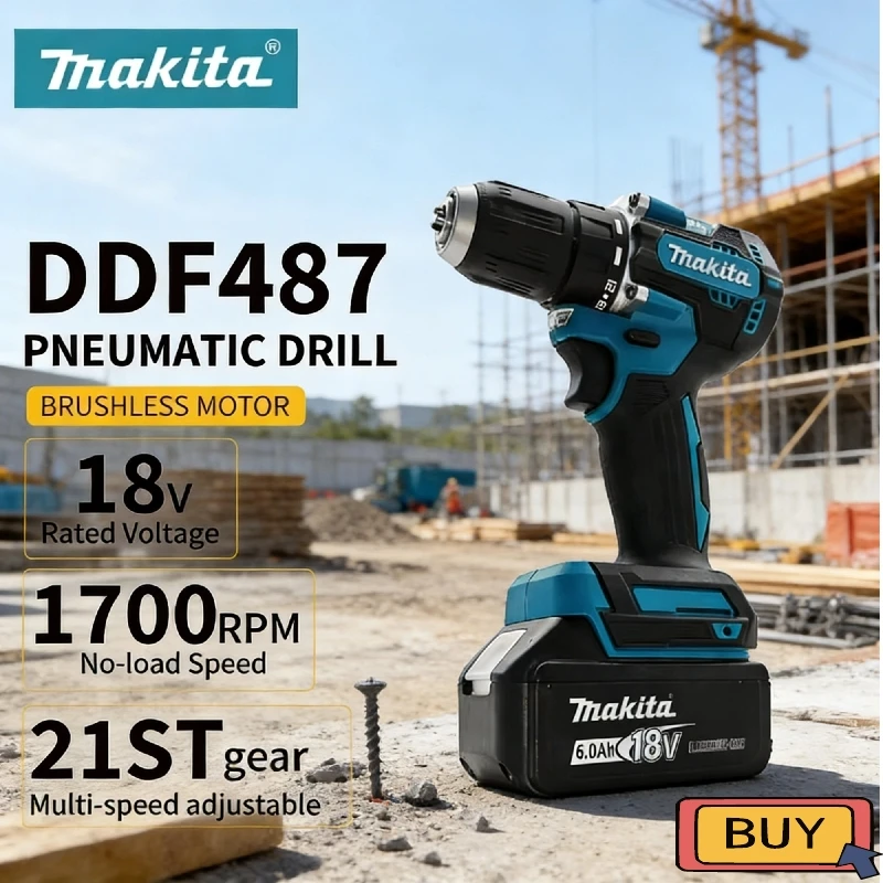 

Makita DDF487 LXT Brushless Cordless Impact Drill Motor Compact 18V Hammer Driver Rechargeable Screwdriver Power Tool