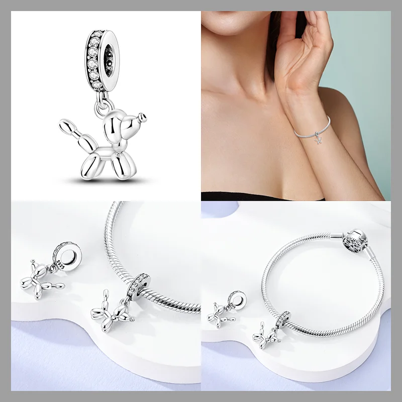 Tour d'appareil photo animal en argent regardé 925, série de perles de charme, convient pour Pandora, bracelet original, cadeau de bijoux à bricoler soi-même, mode