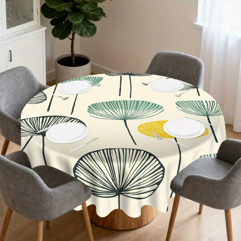 One vintage leaf-patterned round tablecloth, specially designed for elegant home dining.