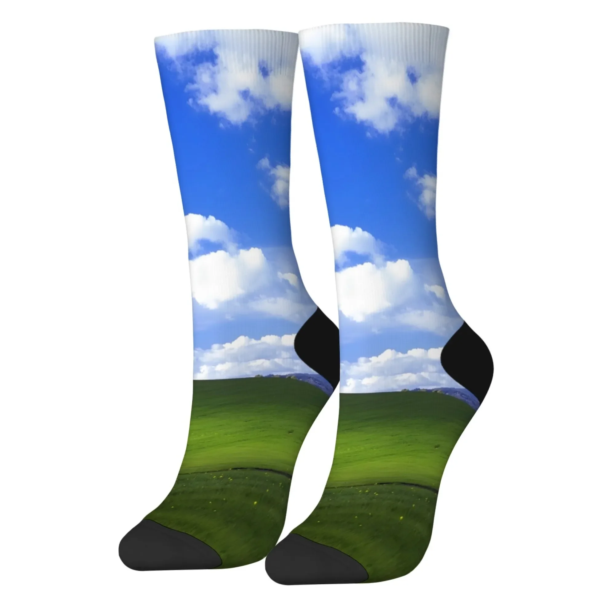 ถุงเท้าผู้ชายลายวอลเปเปอร์คลาสสิก Windows XP สไตล์ฮิปฮอป ฮาราจูกุ ย้อนยุค ถุงเท้าบีบอัด ลายแปลกใหม่ สนุกสนาน ตลกๆ ของขวัญสำหรับงานปาร์ตี้สุดมันส์