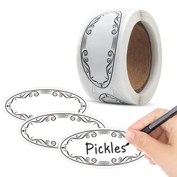 150pcs/roll Ellipse White Blank Paper Label Self Adhesive Sticker Labels Tags Writable Price Label Stickers Stationery Supplies