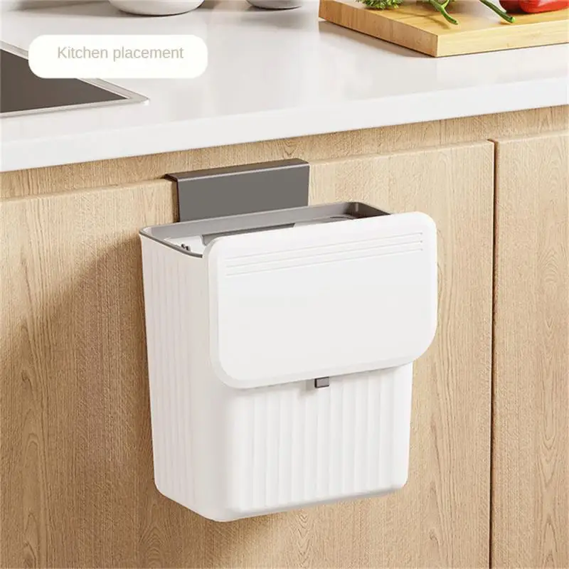 Wall Mounted Kitchen Trash Can Large Capacity Kitchen Garbage Cans with Lid Hanging Trash Bin for Bathroom Cabinet Door