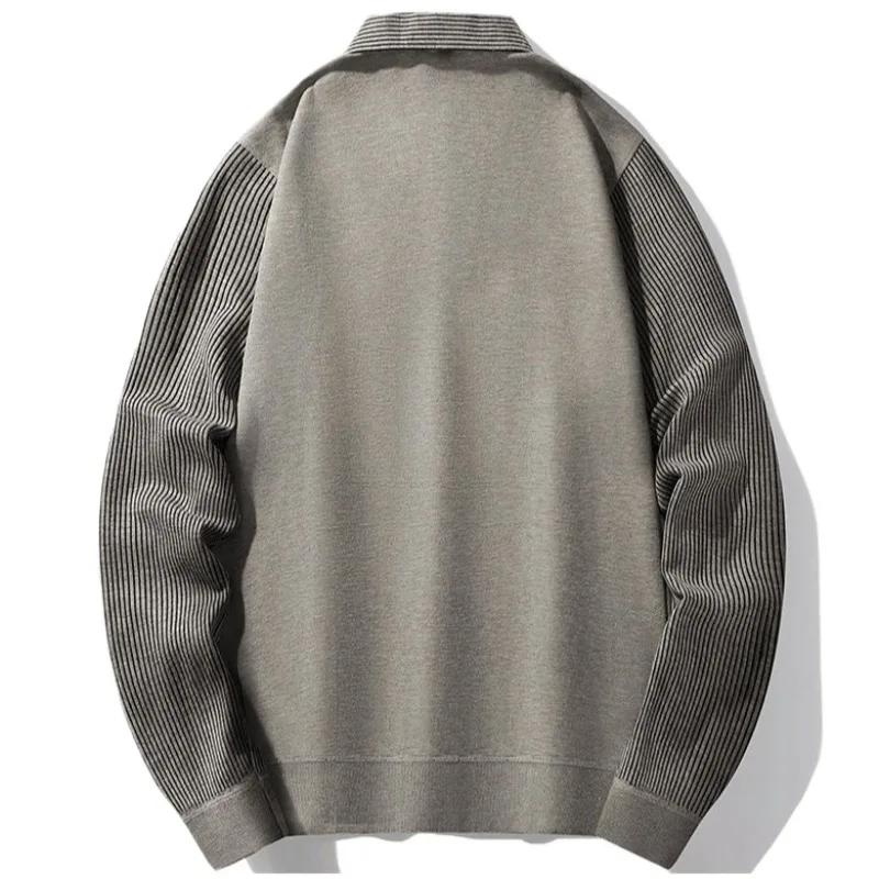 2025 ربيع الخريف تنفس وهمية اثنين طويلة الأكمام قمصان بولو الكلاسيكية شريط قميص بولو الأعمال الاجتماعية تي شيرت الرجال الملابس #5