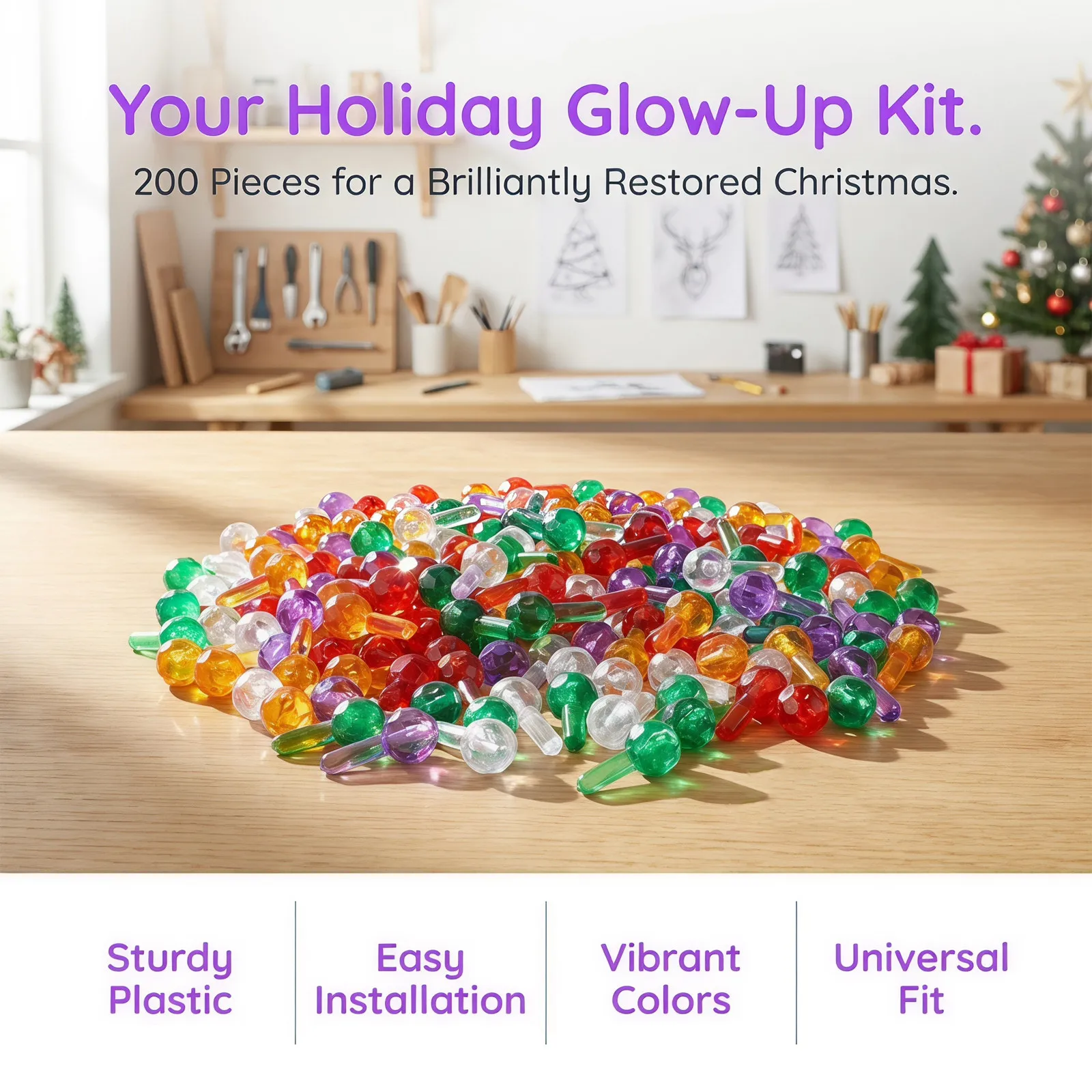 200Pcs Christmas Tree Replacement Bulbs Multicolor Plastic Light Up Bulbs for Indoor Ceramic Xmas Tree Replacement Lights view 6