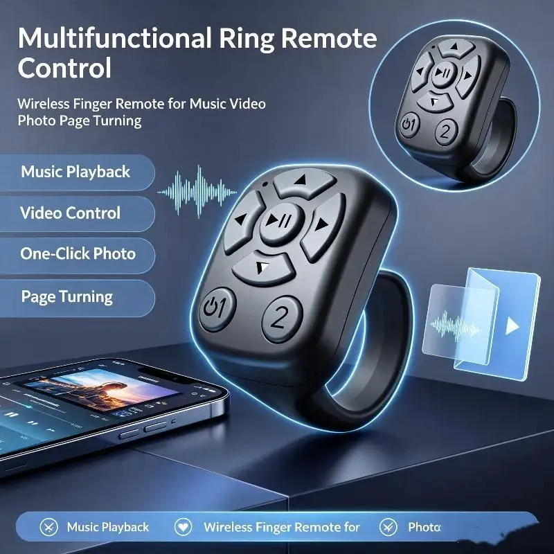 Ergonomic Bluetooth Scroll Ring Remote Portable Page Turner for Short Video Browsing Selfie Shutter Perfect Gift for Video Love