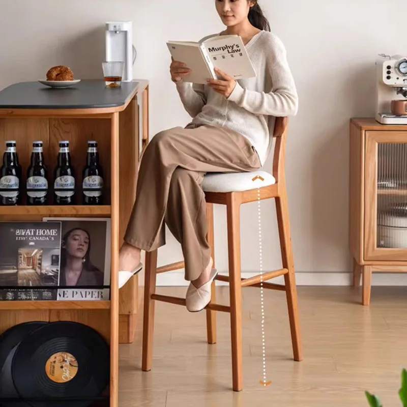 

Wood Luxury Bar Stools High Living Room Designer Restaurant With Back Bar Chairs Comfortable Taburete Alto Trendy Furniture