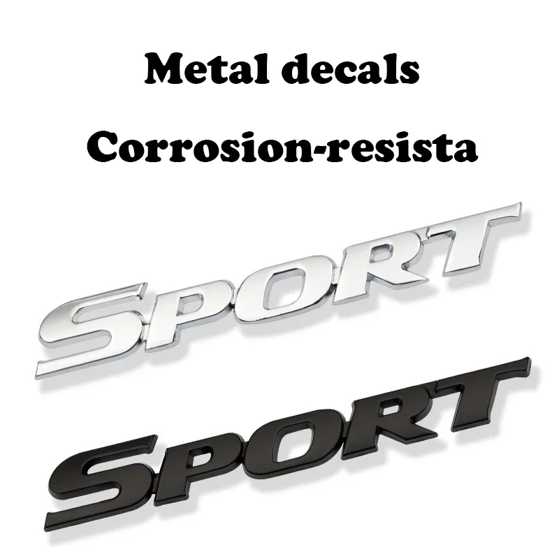 1PC Car Accessories Sticker Styling Metal 3D Chrome Black Car Trunk Racing Sport Word Letter Logo Emblem Badge Decal Sticker view 4