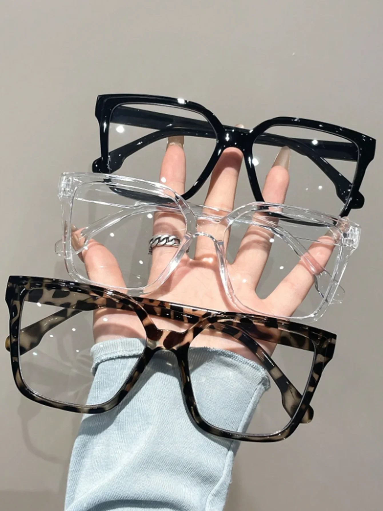 1 قطعة/2 قطعة/3 قطعة/4 قطعة نظارات هندسية أنيقة وبسيطة وأنيقة مع عدسات شفافة، مناسبة لقراءة المكتب اليومي #1