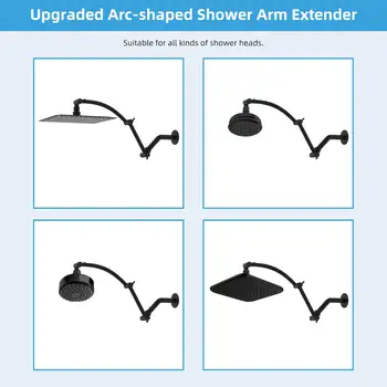 全金屬 16 吋淋浴噴頭延長臂,實心黃銅材質,高度和角度可調,帶鎖定接頭,Uni 10 最佳銷售 淋浴臂 - №6