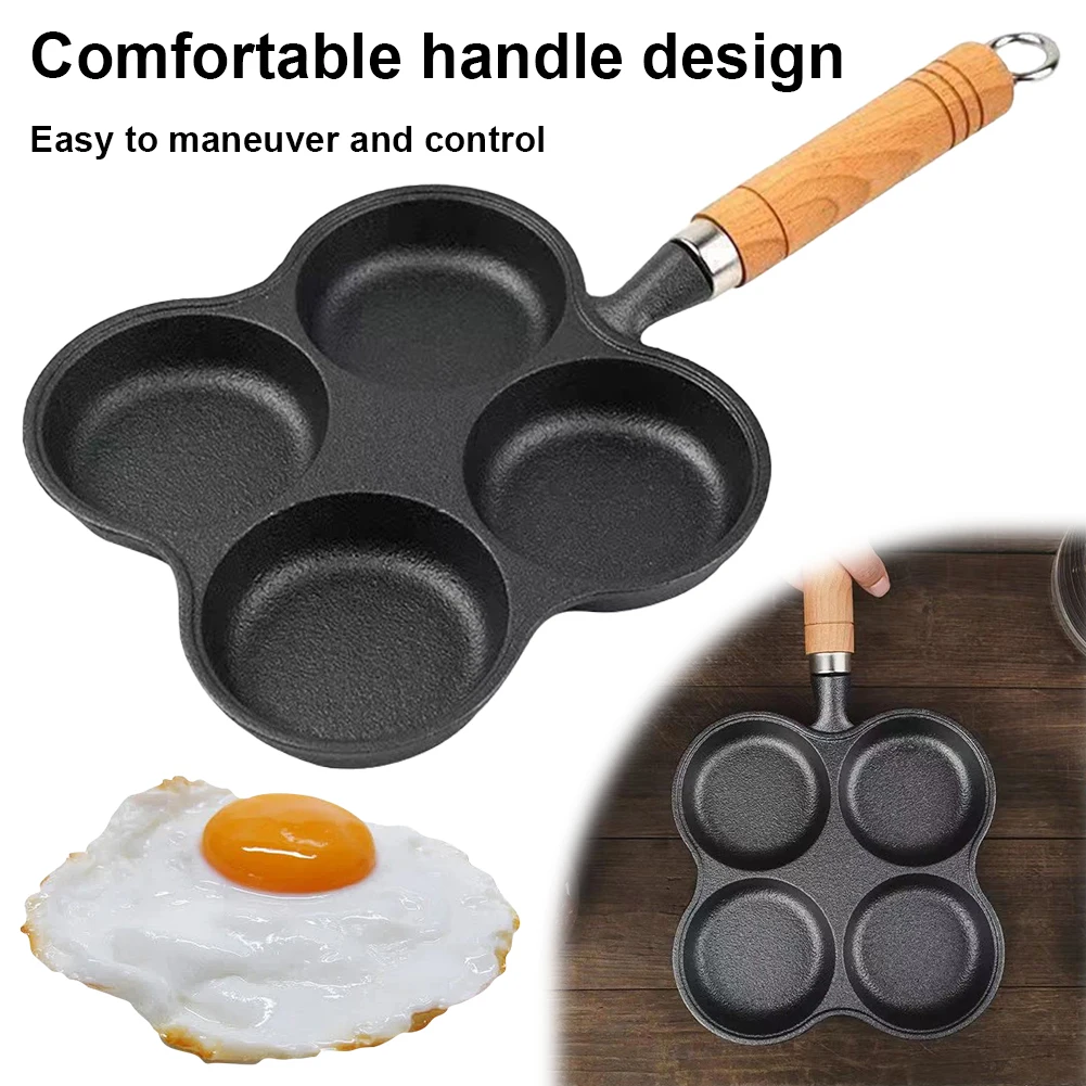 4 Hole Omelet Pan Egg Frying Pan Nonstick Divided Egg Omelet Pan Granite Coating Pancake Pan for Gas Stove and Induction Cooker