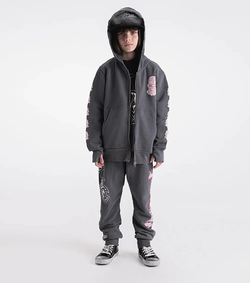 24 N Kids Sweatershirt Hooded Zip Cat Letter Skull Clown Children Long Sleeve Jacket Personality Neutral Wear Youngster Clothing