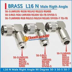 L16 N Male 90 Degree Right Angle Clamp For LMR195 RG58 RG142 RG5 RG6 RG304 LMR400 RG8 RG213 RG165 Cable RF Coaxial Adapters