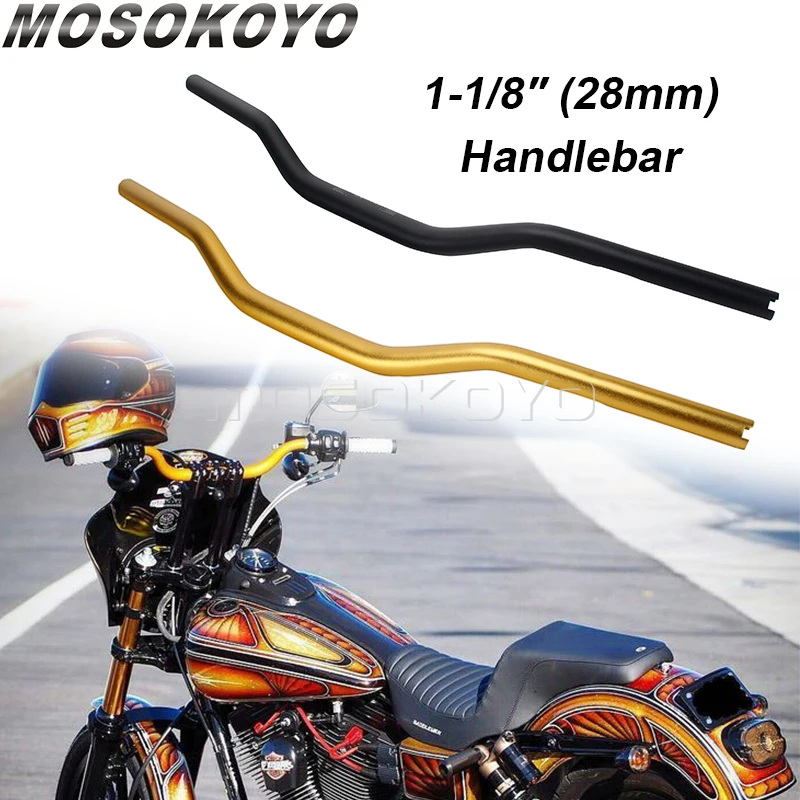 

28mm Handle Bars Motorcycle 1-1/8″ MX Style Handlebars W/ 1" End for Harley FXD Dyna Street Bob FXDB Low Rider FXDL Club Style