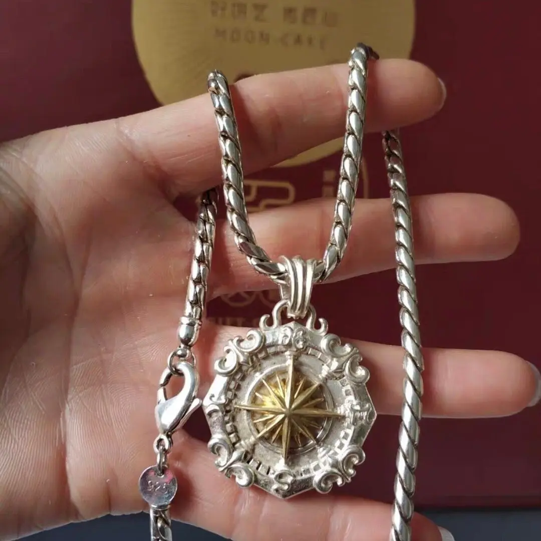 S925 Tibetan Silver Long Golden Good Luck Necklace
