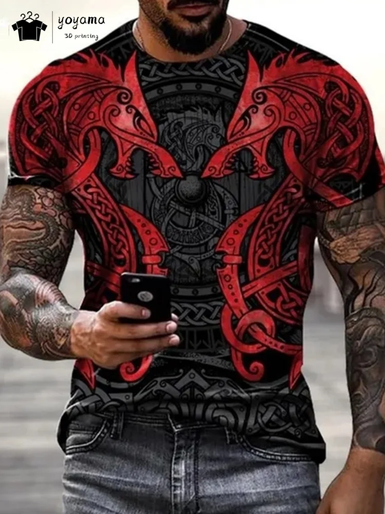 

Vintage 3D New Painting Men's T-Shirt Summer Party Men's Tops Fashion Round Neck Men's Short Sleeve Tee Oversized Men's Clothing