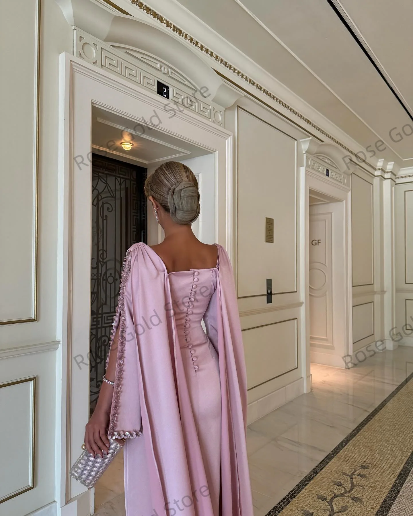 Prachtige roze galajurken voor dames kraag glanzende zijsplit vestidos de noche op maat gemaakte pailletten kralen formele galajurken