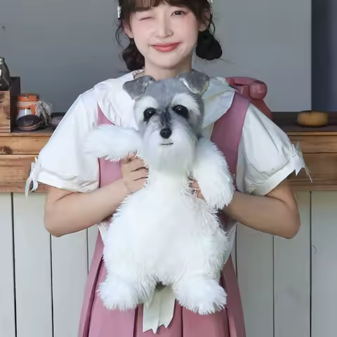 Cute Plush Lovely Schnauzer Dog Backpack Kawaii School Bag Girls Boys Kindergarten Birthday Festival Gift Warm Winter Gift