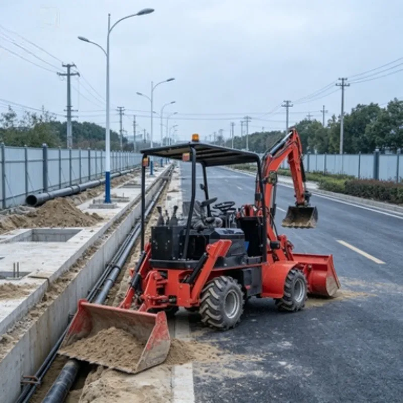 excavator loader Multi-functional Garden and Orchard Backhoe Loader, Small Four-wheel Drive Two-end Busy Loader