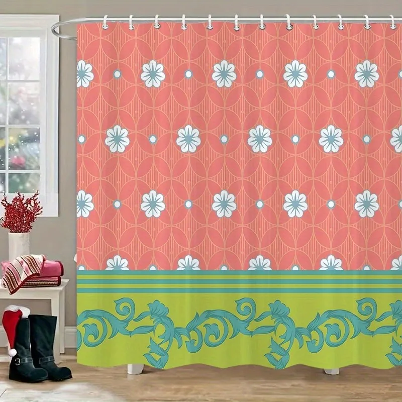 

Богемная красная и зеленая полосатая моющаяся грязеотталкивающая занавеска для душа насадка для душа водонепроницаемая полиэстеровая занавеска для ванны