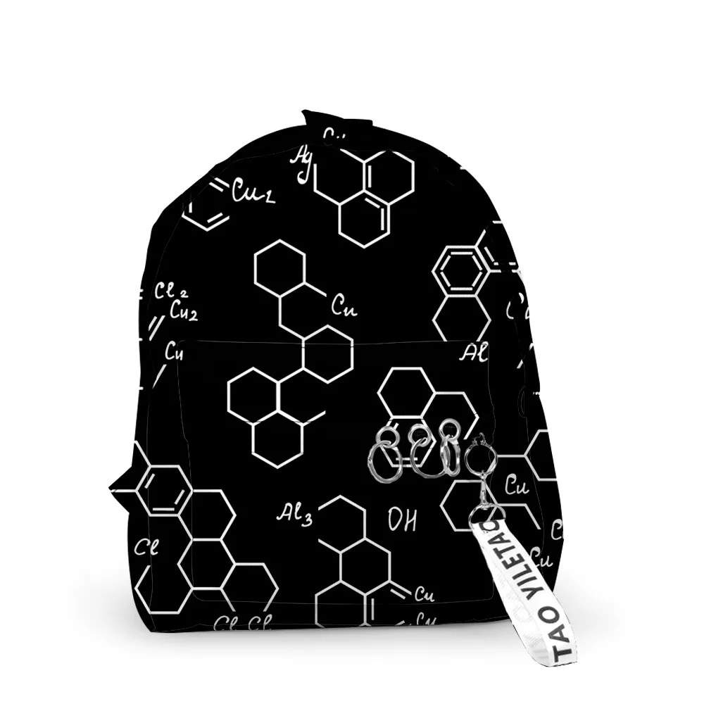 

Harajuku Mathematical Formula Fun Chemistry Backpacks Boys/Girls School Bags 3D Keychains Oxford Waterproof Small Backpacks