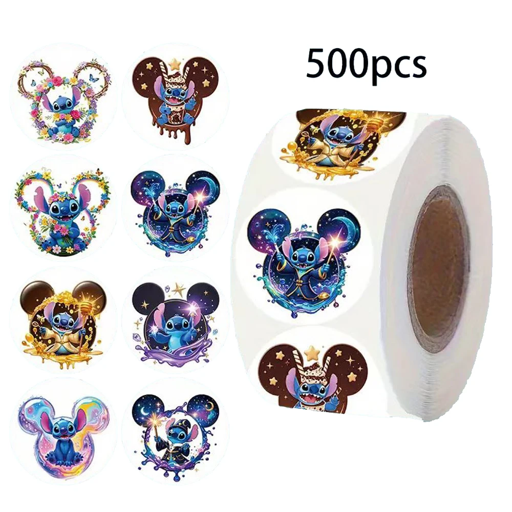 

500pcs/roll Cartoon Disney Stitch Sealing Cute Creative Graffiti Sticker DIY Water Bottle Laptop Phone Reward Decals Decoration