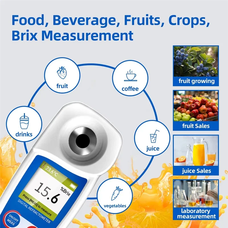 

AT43-Sugar Content Tester Digital Refractometer 0-35% Sugar Content Test Sugary Drink Beverage Fruit Juice