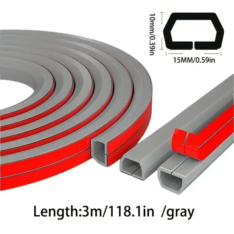 15mm 3Meter Cord Management Channel Invisible Decorative Wire Cover Anti-Step Protector Adhesive Soft Cable Raceway with Cap