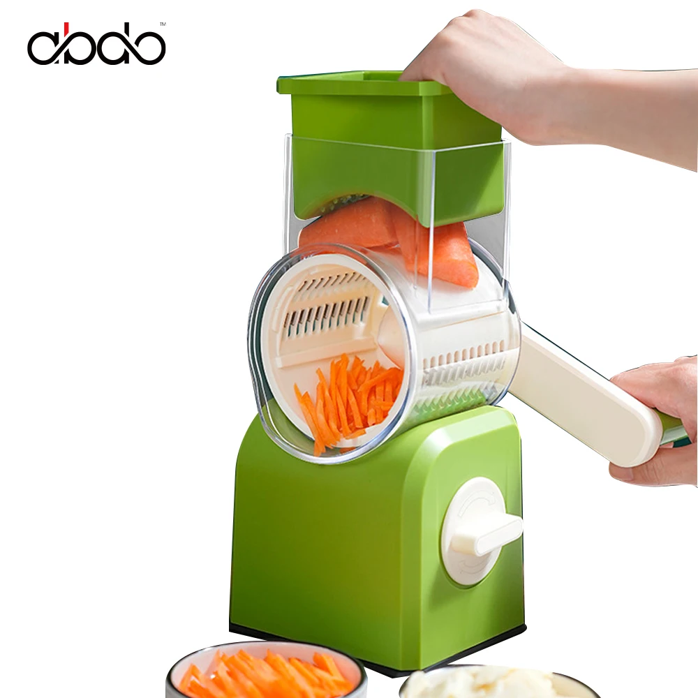 

Manual Rotary Vegetable Cutter Cheese Grater Shredder Round Mandoline Slicer Salad Maker Stainless Steel Blades Ktichen Tools