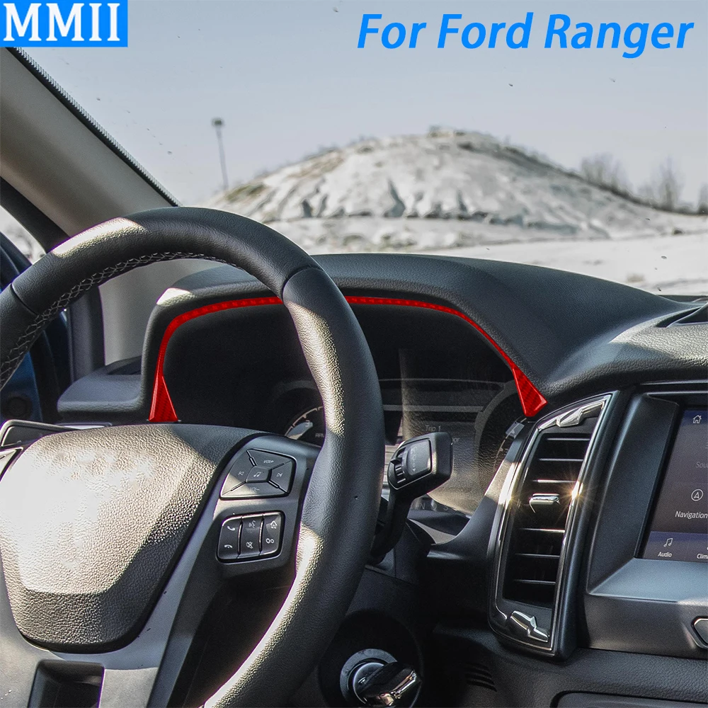 

Red Carbon Fiber Dashboard Speedometer Panel Trim Strips Car Interior Accessories Sticker For Ford Ranger Sport 2020 2021 2022