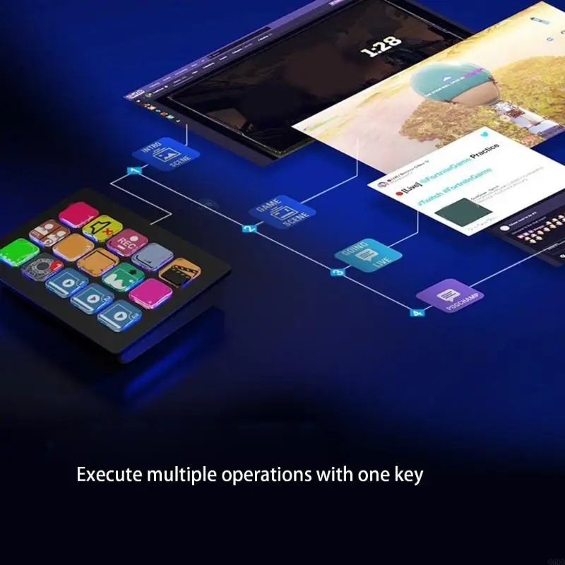 لوحة مفاتيح G6DD Macro LCD لدفق مصممي اللاعبين مفاتيح مفاتيح Hoteizable