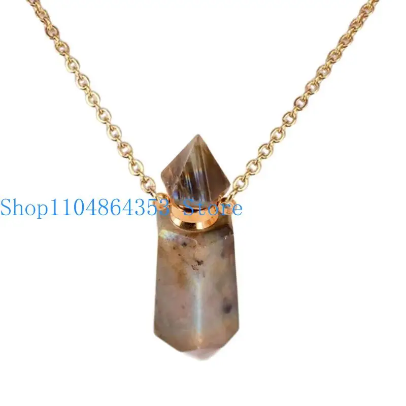 652F Crystal Vial Pendant Necklace Jewelry Stylish Neckchain Women Accessory