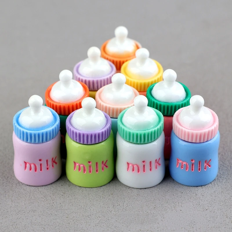 Milk Bottle 3D Resin Cabochon for Scrabpook Crafts Wholesale Colorful Feeding Bottle Resin DIY Decoration Accessory Slime Charm