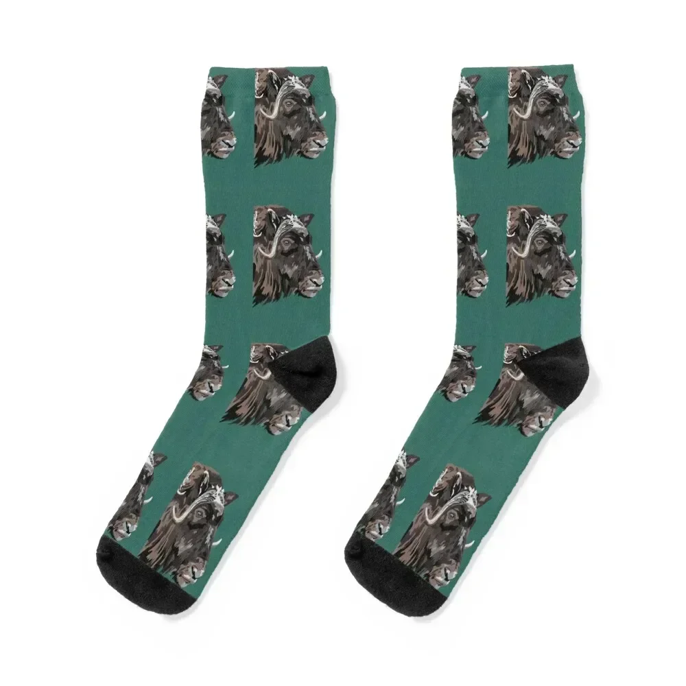 

Musk Ox Portrait Socks FASHION floral Running sheer Men Socks Luxury Brand Women's