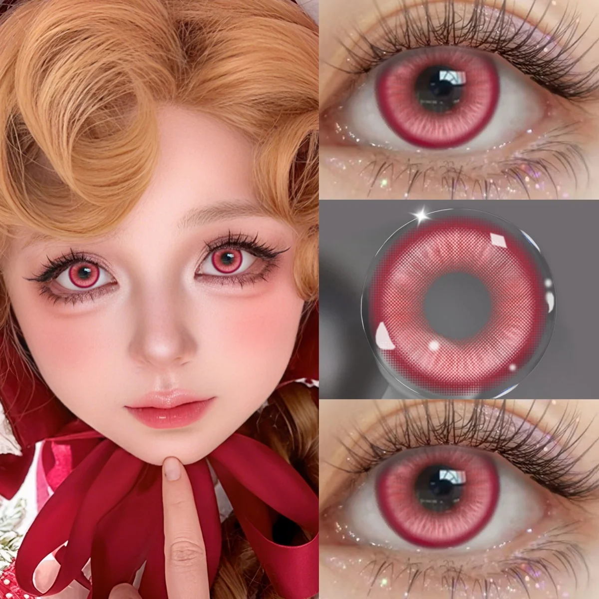 VISUASHOW Anime Cosplay Colored Contact Lenses Magic Pop Blue Cos Lenses Half Yearly Use Red Contacts Lens for Eye Beauty Makeup