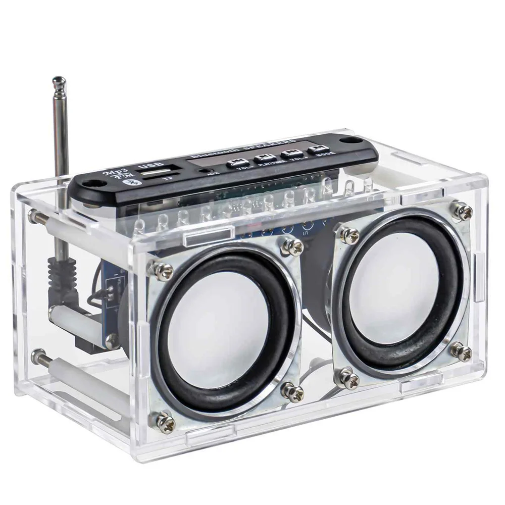 Zestaw głośników Bluetooth DIY z radiem FM 87,5-108 MHZ DIY praktyka projektu lutowania zestaw elektroniczny montaż lutowniczy U dysk TF — zdjęcie 2