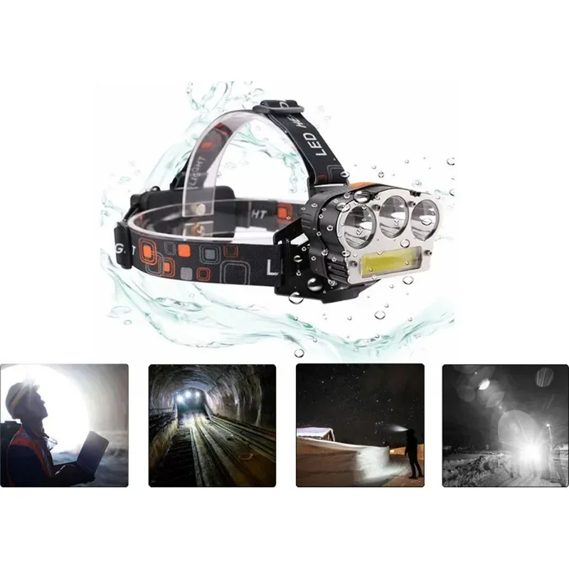 Banggood 504 Newest 3*T6 Light+COB Headlight Mountaineering Hunting Headlamp Waterproof 2 Switch Head Lamp Torch Flashlight