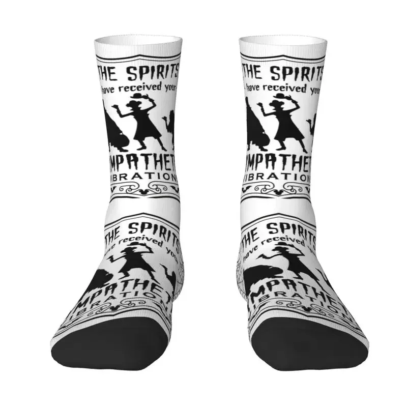 Haunted Mansion Dress Socks for Men Women Warm Fashion Halloween Grim Grinning Ghost Crew Socks