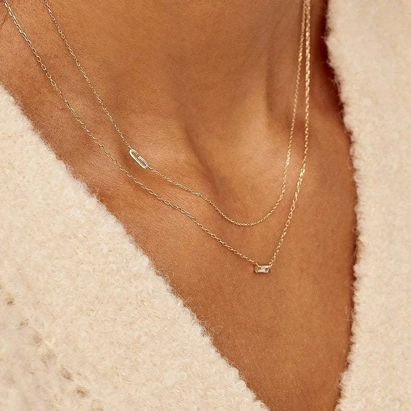 High End Tarnish Free PVD Fine 26 Letter Capital Initial Clavicle Chain Stainless Steel Necklace for Women Birthday Gifts
