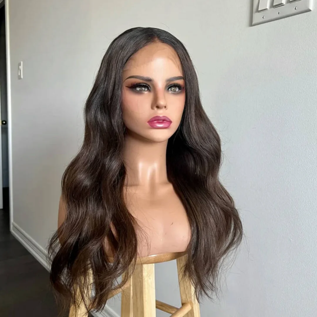 

Natural Brown 5x5 Glueless Silk Base Human Hair with BabyHair Soft Body Wave HD Lace Preplucked for Women