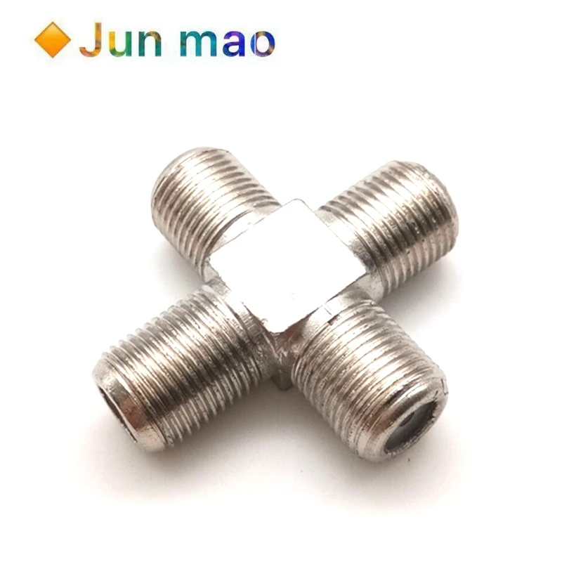 

1PCS Alloy nickel plated British f-head conversion head /f female one in three /f female out 3F female F Female cross