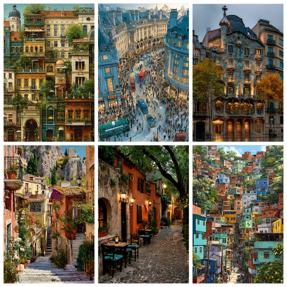 

500/1000/1200/2000PCS Puzzles for Adults, Retro Architectural Landscape Jigsaw Puzzles Educational Games Home Decor Gifts