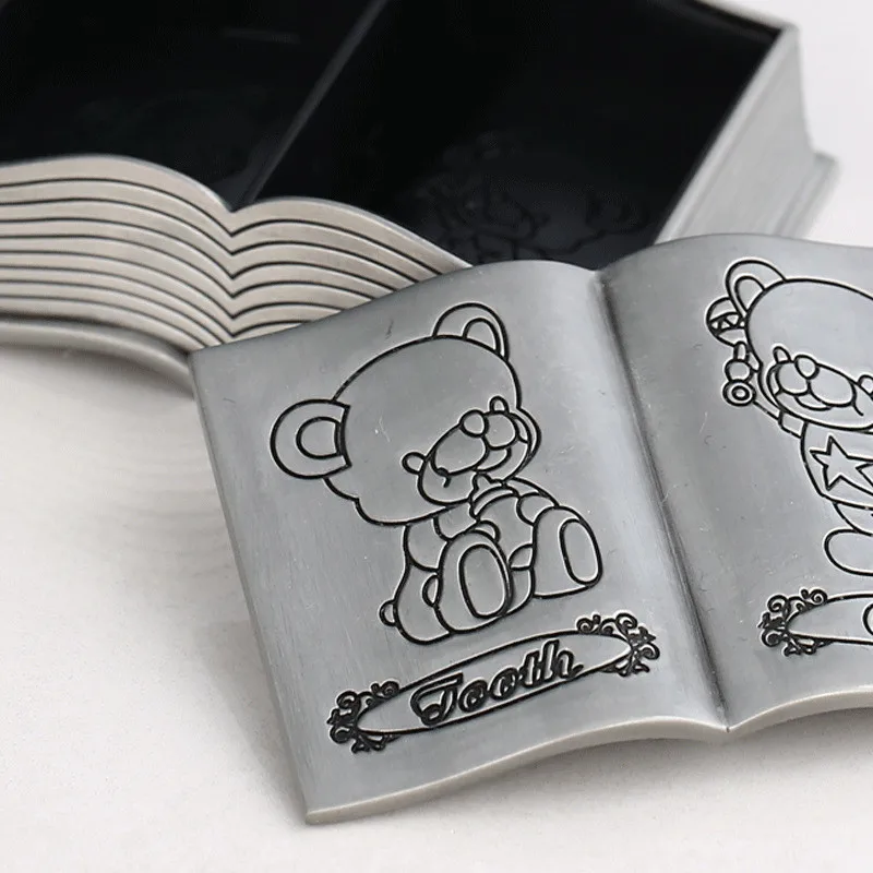 European Style Tooth Curl Box for Boys And Girls Zinc Alloy Kids Tooth Curl Keepsake Boxes for Baby Shower First Birthday Gift