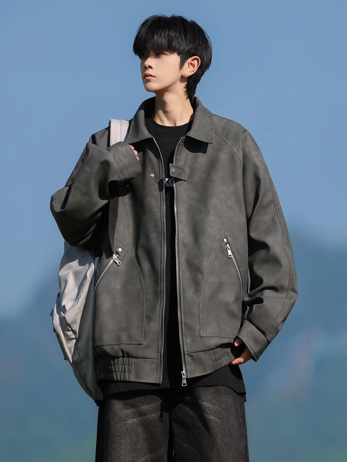 

Thiened Retro American Sle Leather Jaet Cotton Coat for Men Winter Youth Loose Casual Warm Men's Cotton Clothes