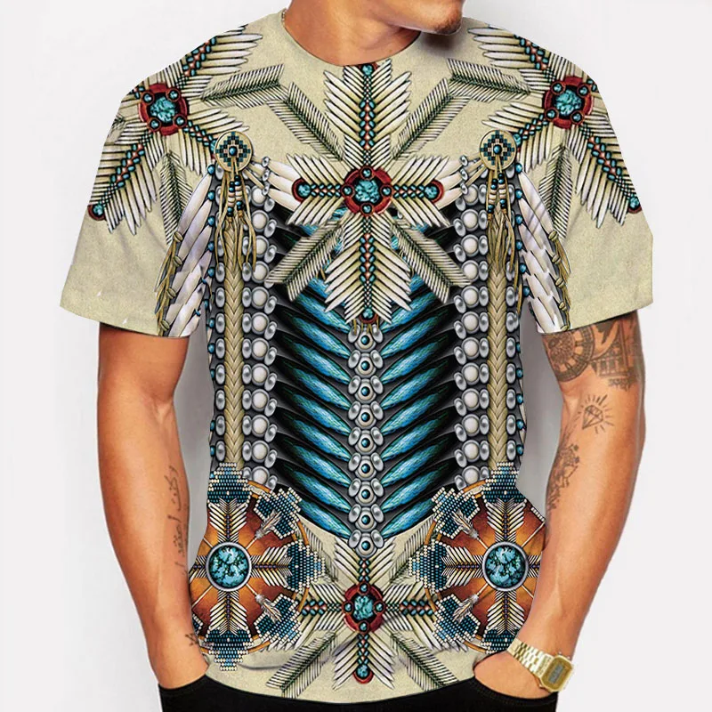 Indian T-Shirts Ethnic Style 3D Print Streetwear Men Women Vintage Casual Oversized Short Sleeve T Shirt Kids Tees Tops Clothing