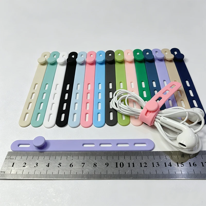 10Pcs Cable Organizer Reusable Silicone Cable Ties Desk Winder Wire Management Clips for Earphone USB Cord Mouse Home Office