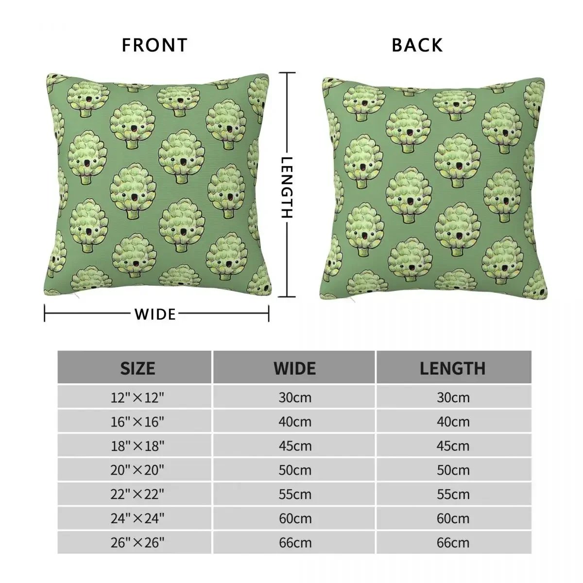 Cute Artichoke Square Pillowcase Pillow Cover Polyester Cushion Zip Decorative Comfort Throw Pillow for Home Car