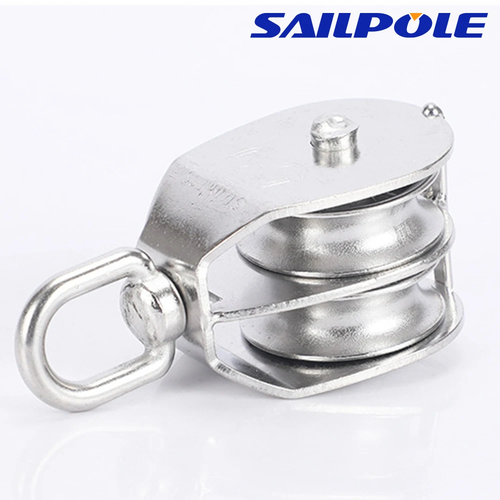 M15 M20 M25 M32 KN High Load Sheave Block Universal Head Single/dual Pulley Swivel Shackle Sailboat Plain Bearing Block Rope