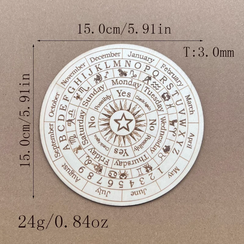 10 pcs Star Pendulum Board Wooden Dowsing Divination Board Round Ound Metaphysical Message Board
